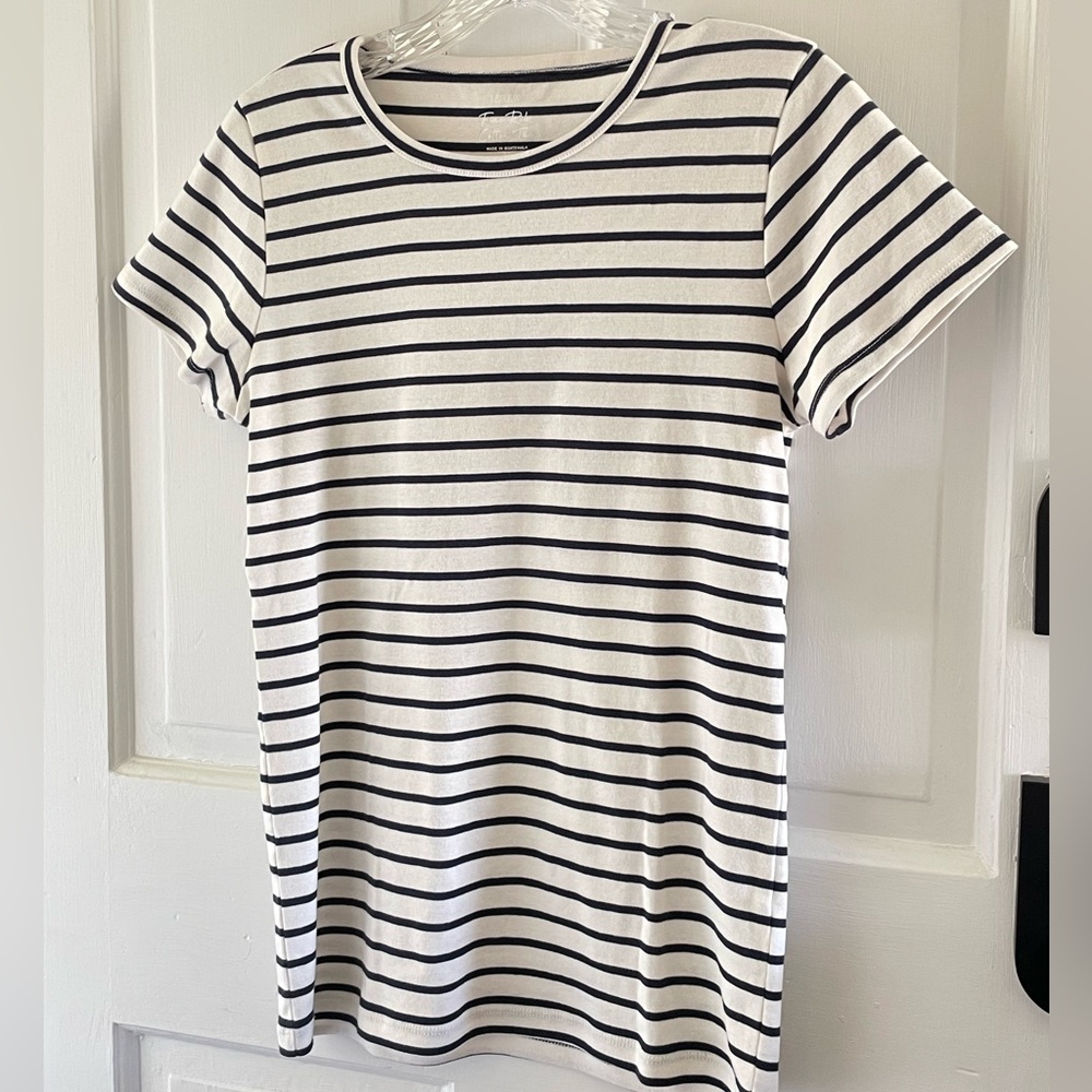 J. Crew Navy Striped Short Sleeve Tee - Picture 1 of 6